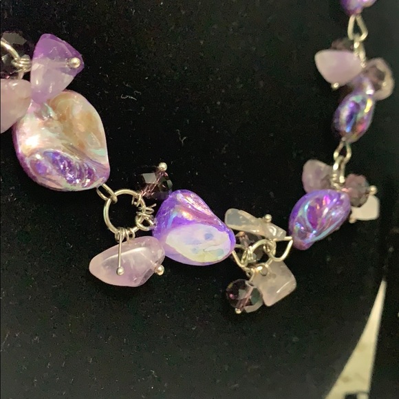 Shell Amethyst Glass Jewelry Set - Picture 2 of 4